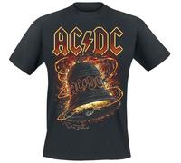 AC/DC Hells Bells Burning Homme T-Shirt Manches Courtes Noir 100% Coton Regular/Coupe Standard