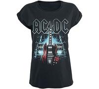 AC/DC High Voltage Guitar Femme T-Shirt Manches Courtes Noir 100% Coton Large
