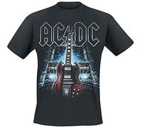 AC/DC High Voltage Guitar Homme T-Shirt Manches Courtes Noir 100% Coton Regular/Coupe Standard
