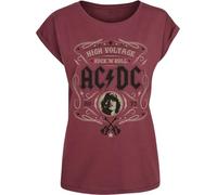 AC/DC High Voltage - Rock 'N' Roll Femme T-Shirt Manches Courtes Bordeaux 100% Coton Large