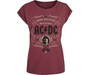 AC/DC High Voltage - Rock 'N' Roll Femme T-Shirt Manches Courtes Bordeaux 100% Coton Large