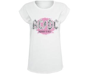 AC/DC Highway to Hell Flowers Femme T-Shirt Manches Courtes Blanc M 100% Coton Large