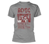 AC/DC 'Highway to Hell World Tour 1979/1980' (Gris) T-shirt NOUVEAU ET OFFICIEL