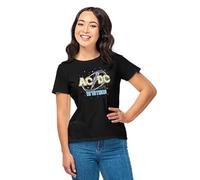 AC/DC Legend Icon Officiel imprimé T-Shirt pour Femme Col Ras du Cou Manches Courtes Coton Coupe régulière,Live 1978 Tour_N,Taille S