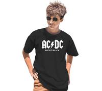 AC/DC Legend Icon Officiel imprimé T-Shirt pour Homme Col Ras du Cou Manches Courtes Coton Coupe régulière,Black in Black_Noir, Taille XS