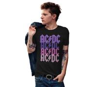 AC/DC Legend Icon Officiel imprimé T-Shirt pour Homme Col Ras du Cou Manches Courtes Coton Coupe régulière,Logo Purple_N,Taille L