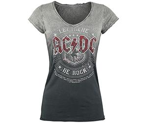 AC/DC Let There be Rock Femme T-Shirt Manches Courtes Gris/Gris foncé 100% Coton Large