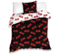 AC DC Parure de lit Housse de Couette réversible 100% Satin de Coton 140x200 cm + taie d'oreiller 70x90 cm