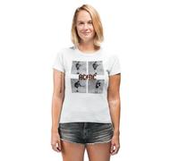 AC/DC Legend Icon Officiel imprimé T-Shirt pour Femme Col Ras du Cou Manches Courtes Coton Coupe régulière,Polaroid_BL,Taille M
