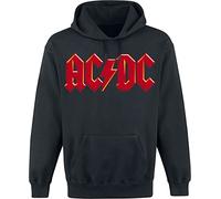 AC/DC Red Logo Homme Sweat-Shirt à Capuche Noir S 80% Coton, 20% Polyester Regular/Coupe Standard