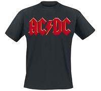 AC/DC Red Logo Homme T-Shirt Manches Courtes Noir 100% Coton Regular/Coupe Standard