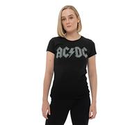 AC/DC Rhinestone T-Shirt, Noir, M Femme