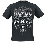 AC/DC T.N.T. Homme T-Shirt Manches Courtes Noir 100% Coton Regular/Coupe Standard