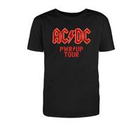 AC/DC - T-shirt de supporter PWR UP Tour 2024, durable, robuste, Europe Tour 2024, imprimé dos avec dates de tournée, coton, noir