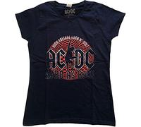 AC/DC T Shirt Hard As Rock Band Logo Nouveau Officiel Femme Skinny Fit Navy Bleu Size XL