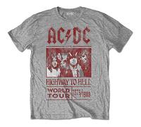 AC/DC T-Shirt Highway to Hell World Tour pour Homme, Gris, L