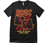 AC/DC Tričko Back In Black Tour 1980 Unisexe Noir 2XL