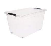 AC-Déco Boite en plastique transparente 60L avec roulettes