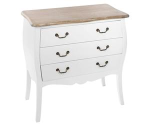 AC-Déco Commode 3 Tiroirs en MDF - Chrysa - L 75 X L 46 X H 91 Cm - Blanc