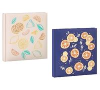 AC-Déco Lot De 2 Albums Photos à Pochettes 11.5 X 15 Cm "agrumes" - 2 X 200 Photos Soit 400 Photos - Bleu/beige