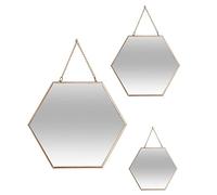 Atmosphera Miroirs Lot de 3 miroirs hexagonaux Métal Doré