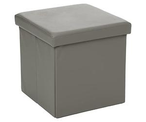 AC-Déco Pouf carré Gris - Coffre de Rangement Pliable