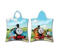 AC-Déco Thomas Et Ses Amis - Poncho De Douche avec Capuche en Coton - Multicolore - 50 X 115 Cm