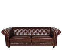 AC Design Furniture 43699 Chester Field Henning Canapé 3 Places, Env. 219 x 78 x 88 cm, Housse Cuir Bycast Marron