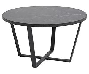 AC Design Furniture Albert Table Basse Ronde, Table Canapé Ronde, Table Basse pour Salon, Facile à Assembler, Table avec Aspect Marbre Noir et Structure en Métal, Ø: 77 x H: 44 cm, 1 pc