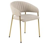 AC Design Furniture Anna Lot de 2 chaises de Salle à Manger Douces avec accoudoirs Beige avec Pieds en métal doré