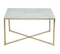 AC Design Furniture Antje Table basse, Verre, Gold, 80 x 80 x 45 cm