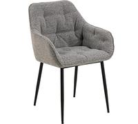 AC Design Furniture Bentley Lot de 2 chaises de Salle à Manger avec accoudoirs, avec Dossier, siège rembourré en Tissu Gris avec Pieds en métal Noir, Chaise de Bureau à Domicile