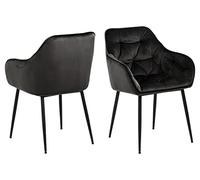 AC Design Furniture Bentley Lot de 2 Chaises de Salle à Manger Gris Marron, Fauteuil, Chaises de Cuisine Modernes, Chaises Rembourrées en Velours, Chaises en Velours 2 pc, H: 83 x L: 58 x P: 55 cm
