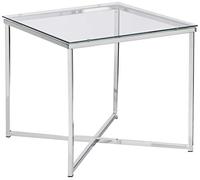 AC Design Furniture Gurli Table de Basse Carrée, H: 45 x l: 50 x P: 50 cm, Transparent/Chrome, Verre/Métal, 1 pc