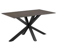 AC Design Furniture Heather Table à manger rectangulaire pour 4 personnes, plateau noir et structure en métal croisé, table de cuisine avec surface en céramique, anti-rayures, l 135 x H 75,5 x P 80 cm