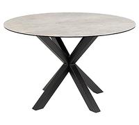AC Design Furniture Heather Table à Manger Ronde pour 4 Personnes, Plateau de Table Gris et Structure croisée en métal, Table de Cuisine avec Surface en céramique, résistante à la Chaleur, aux