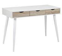 AC Design Furniture Irene Bureau en chêne avec Plateau en mélamine et Structure en métal laqué Blanc 50 x 110 x 77,1 cm