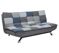 AC Design Furniture Jasper canapé-lit, l : 196 x H : 91 x P : 96 cm, patchwork bleu/gris, tissu/chromé