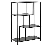 AC Design Furniture Jörn Bibliothèque asymétrique avec 3 étagères, Hauteur 114 x Largeur 77 x Profondeur 35 cm, Noir frêne/Noir, Bois/métal