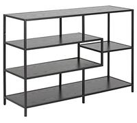 AC Design Furniture Jörn Bibliothèque Asymétrique avec 3 Étagères, Meuble de Salon, Aspect Frêne Noir et Métal Noir, H : 78 x L : 114 x P : 35 cm, 1 pce