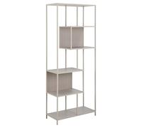AC Design Furniture Jörn Étagère avec 5 tablettes en mélamine Grise Rugueuse avec détails asymétriques et paroi arrière réversible, 77 x 35 x 185 cm