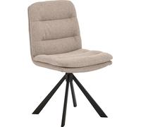 AC Design Furniture Kim Colli Lot de 2 chaises de Salle à Manger en Tissu Beige, Structure 4 étoiles, Cadre en Acier revêtu par pulvérisation, Noir Mat, Rugueux, avec Fonction rotative, surpiqûres
