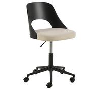 AC Design Furniture Lucia Apia Chaise de Bureau en Tissu Beige et Noir avec placage chêne teinté 5 étoiles Armature en Acier revêtu par pulvérisation avec Fonction rotative et Ressort à gaz Noir Mat