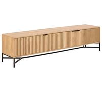 AC Design Furniture Ninna Table TV, Plateau de Table, Corps et 3 Portes en chêne Brut mélaminé, Armature en Acier laqué Noir Mat, Rugueux, 176,4 x 40 x 45 cm