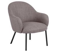AC Design Furniture Olivia Basel Chaise de Salon en Tissu Gris Clair 34, Armature en Acier laqué Noir Mat, Rugueux, 70 x 75 x 75 cm