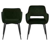 AC Design Furniture Rebecca Lot de 2 Chaises de Salle à Manger Vertes, Meubles de Salle à Manger, Chaises de Cuisine, Chaises de Salle à Manger avec Accoudoir, H: 79 x L: 56 x P: 59,5 cm