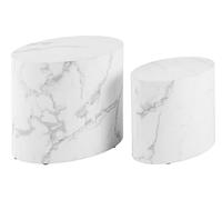 Lot de 2 tables basses 48 et 40 cm décor effet marbre blanc