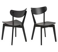 AC Design Furniture Roxanne Chaises de Salle à Manger Noires 2 pièces, Lot de 2 Chaises de Cuisine en Bois, Meubles de Salle à Manger, Style Scandinave Rétro, H: 79,5 x L: 45 x P: 55 cm