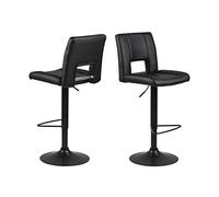 AC Design Furniture Sonia Lot de 2 Tabourets de Bar Réglables en Hauteur avec Dossier et Repose-pieds, Chaise Haute Pivotante, Meuble de Salle à Manger, Noir, H : 115 x L : 41,5 x P : 52 cm