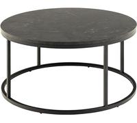 AC Design Furniture Spencer Table Basse Ronde avec Plateau en marbre Noir, Base en Acier, Table d'appoint Moderne, Meuble de Salon, Ø 40 cm, Bois d'ingénierie, H : 40 x l : 80 x P : 80 x 80 cm